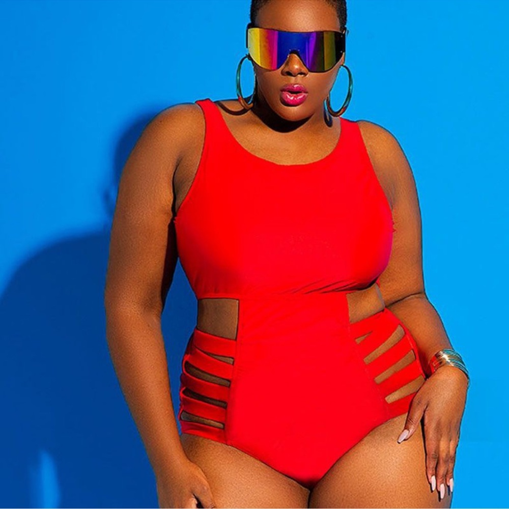 NWT Hot Gurl Summer Plus Size One Piece Swimwear in Red